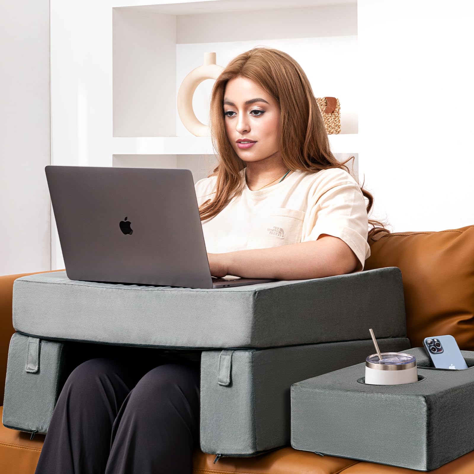 NOSTHEART Cojín de lectura para cama y sofá, espuma viscoelástica para juegos, sofá, suelo con soporte para bebidas, combinable, cojín para libros, cojín de regazo, cojín de escritorio