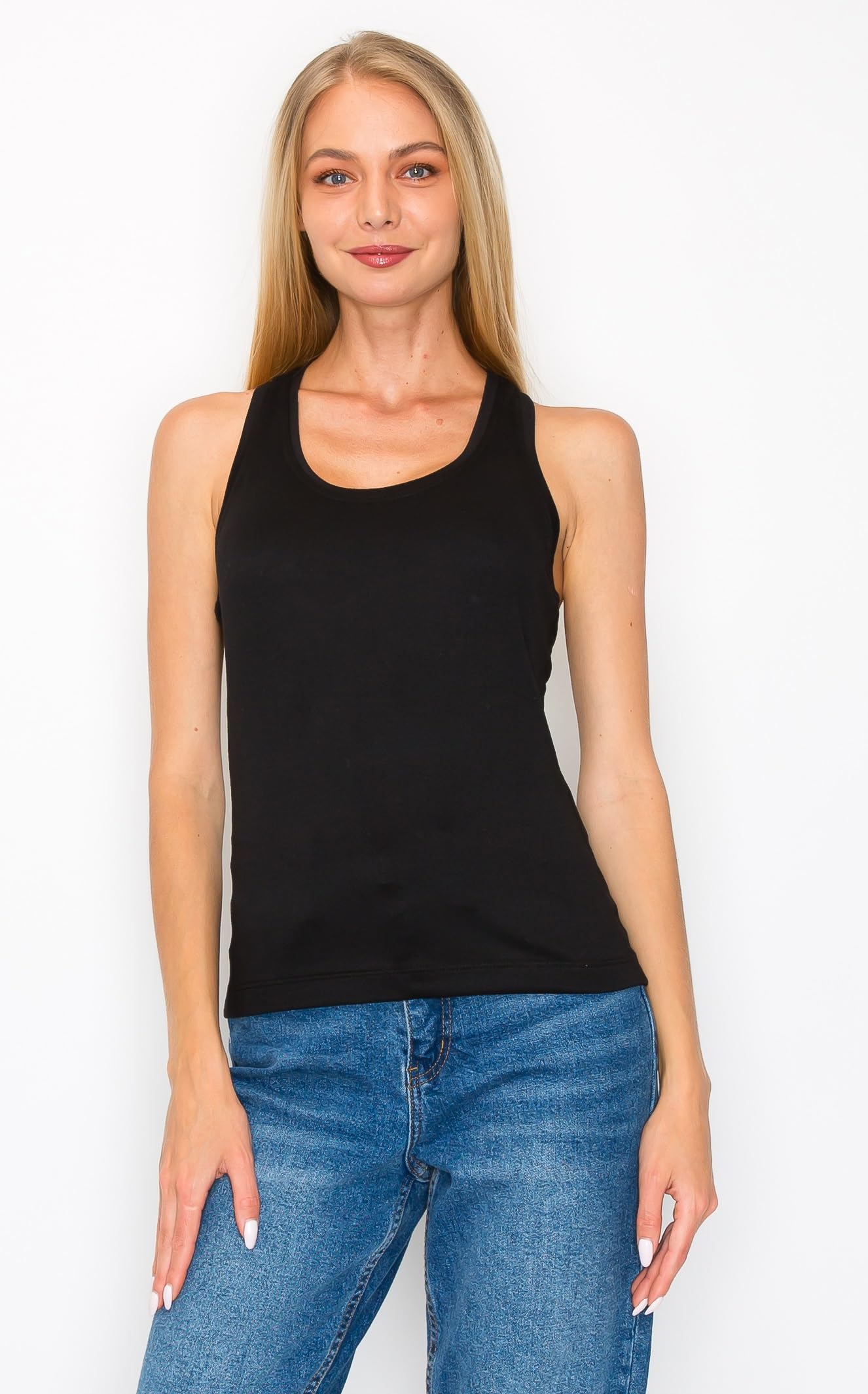 KNIT RIOT Women’s Racerback Tank Top – Sleeveless Scoop Neck Slim Fit Soft Casual Yoga Active Gym Workout Running T Shirts KR297 Black M