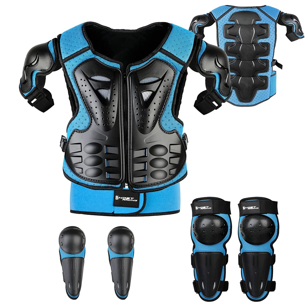 Juego de equipo de protección, rodillera de seguridad transpirable, codera, protector de pecho para motociclismo, patinaje, patinaje y ciclismo, cobertura completa para codo, rodilla, pecho y espalda