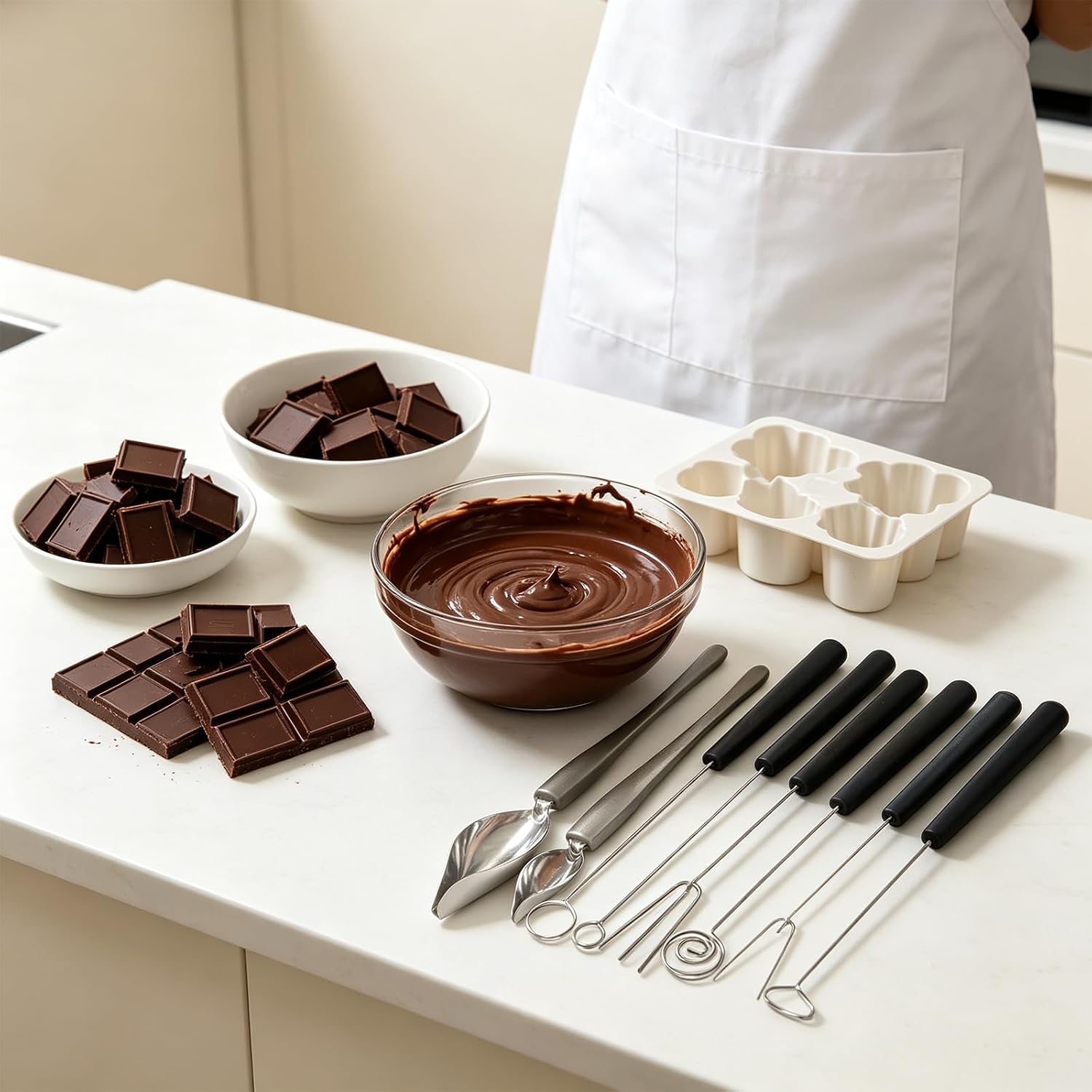 6 Chocolate Dipping Fork Tools + 2 Culinary Drawing Decorating Spoon Set image 5
