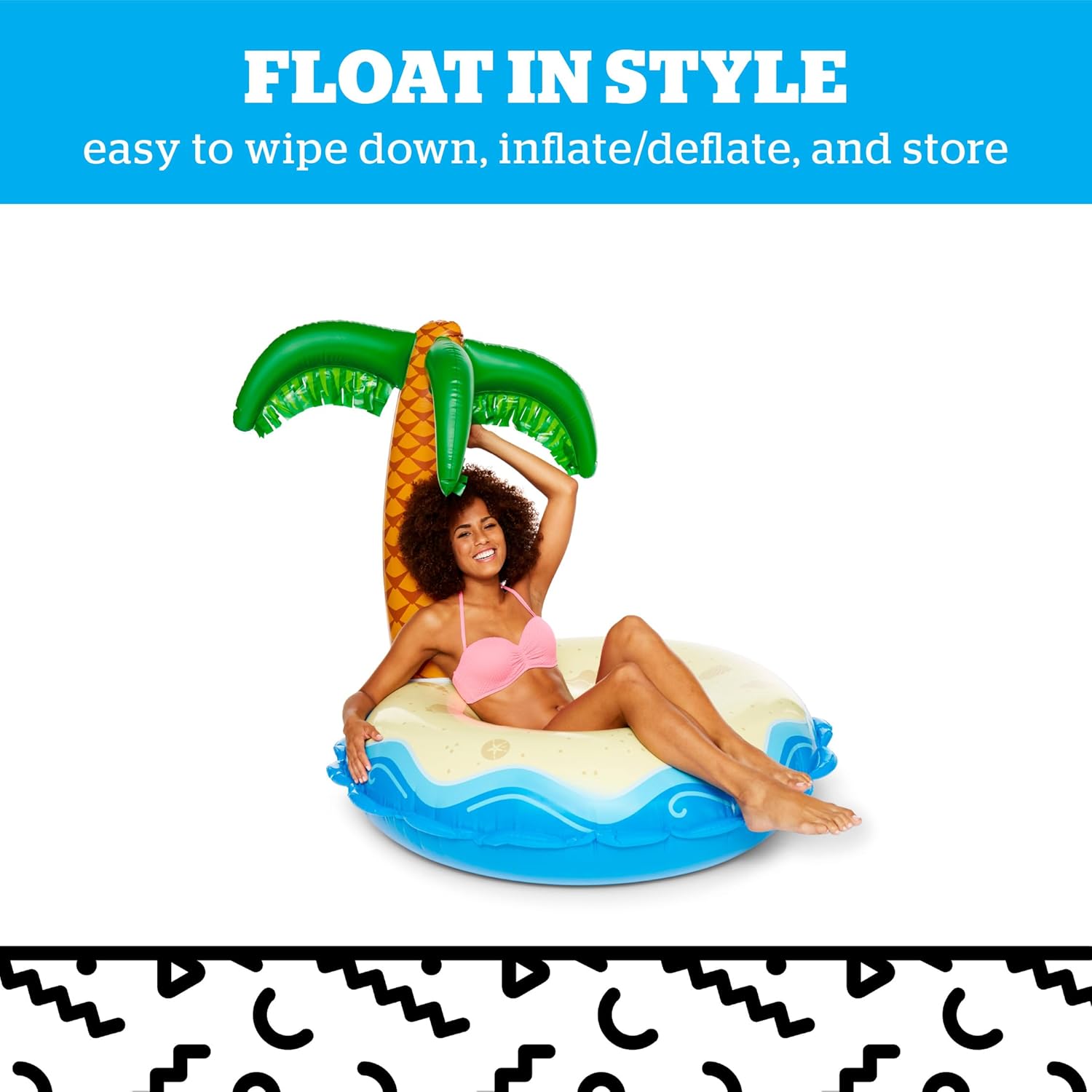 BigMouth Inc Giant Inflatable Palm Tree Pool Float, Durable Vinyl Ring Tube, Summer Beach Themed Pool Party Water Floatie, Patch Kit Included