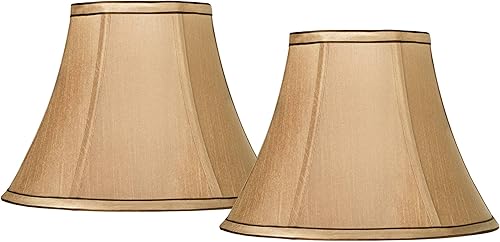 Juego de 2 pantallas de campana, color marrón tostado, pequeña parte superior de 6 pulgadas x 12 pulgadas inferior x 8.5 pulgadas de alto x 9