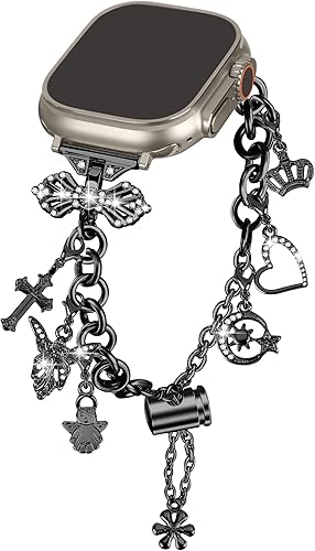 Miniatura 6 de Aottom Correas brillantes compatibles con correas de Apple Watch de 1.614 in, 1.575 in, 1.496 in, 1.654 in, 1.732 in, 1.772 in, joyería brillante