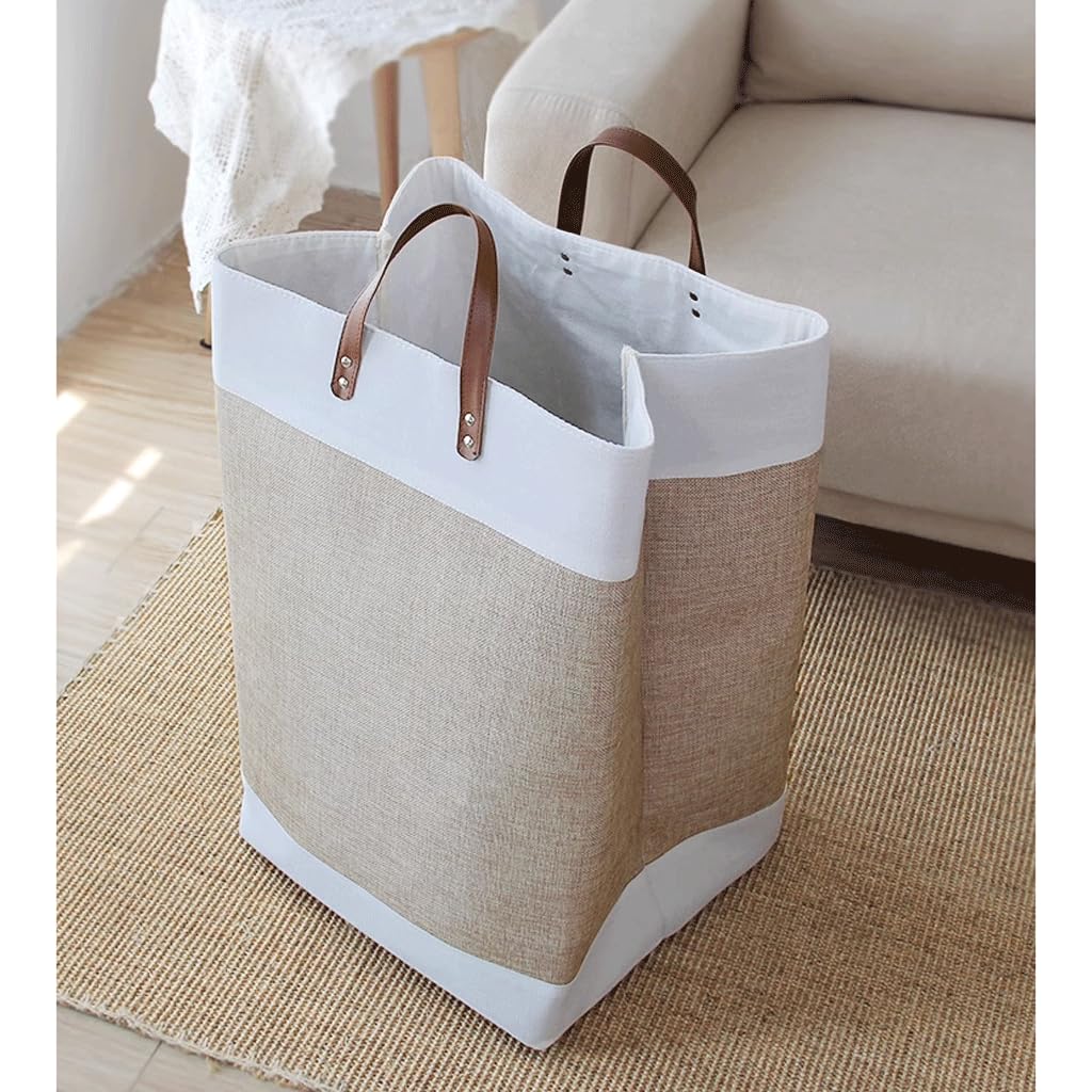 Kosz na Pranie Opvouwbare wasmand met leren handvatten Katoen en linnen kledingmand Patchwork Opvouwbare wasmand voor opslag van speelgoed en kleding Pojemnik