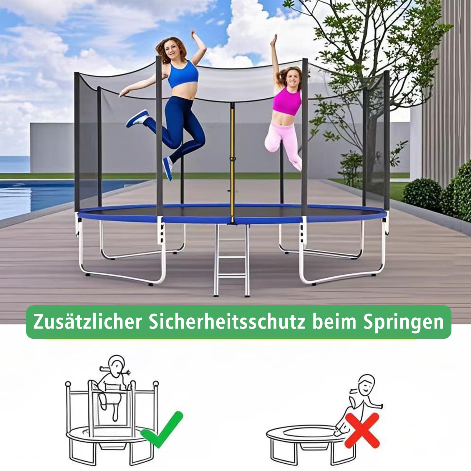 Trampolin Ersatznetz Sicherheitsnetz Ersatznetz Trampolinschutz Trampolin Netz 8 stangen