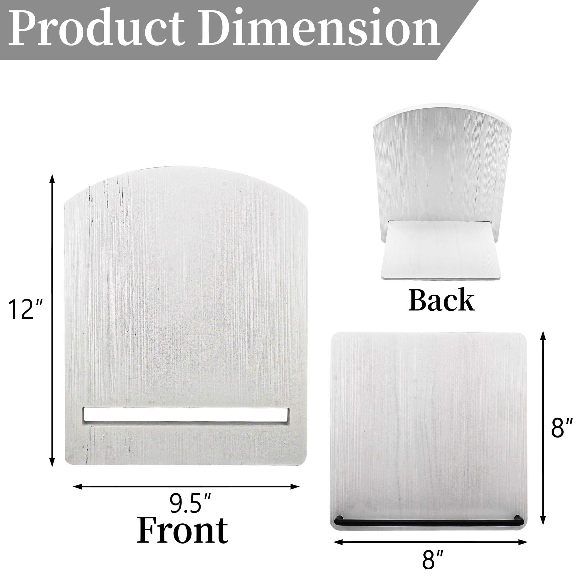 Soporte para libros de cocina, soporte de madera para recetas, soporte para libros de recetas con soporte ajustable, soporte para libros de cocina rústico (lavado en blanco)
