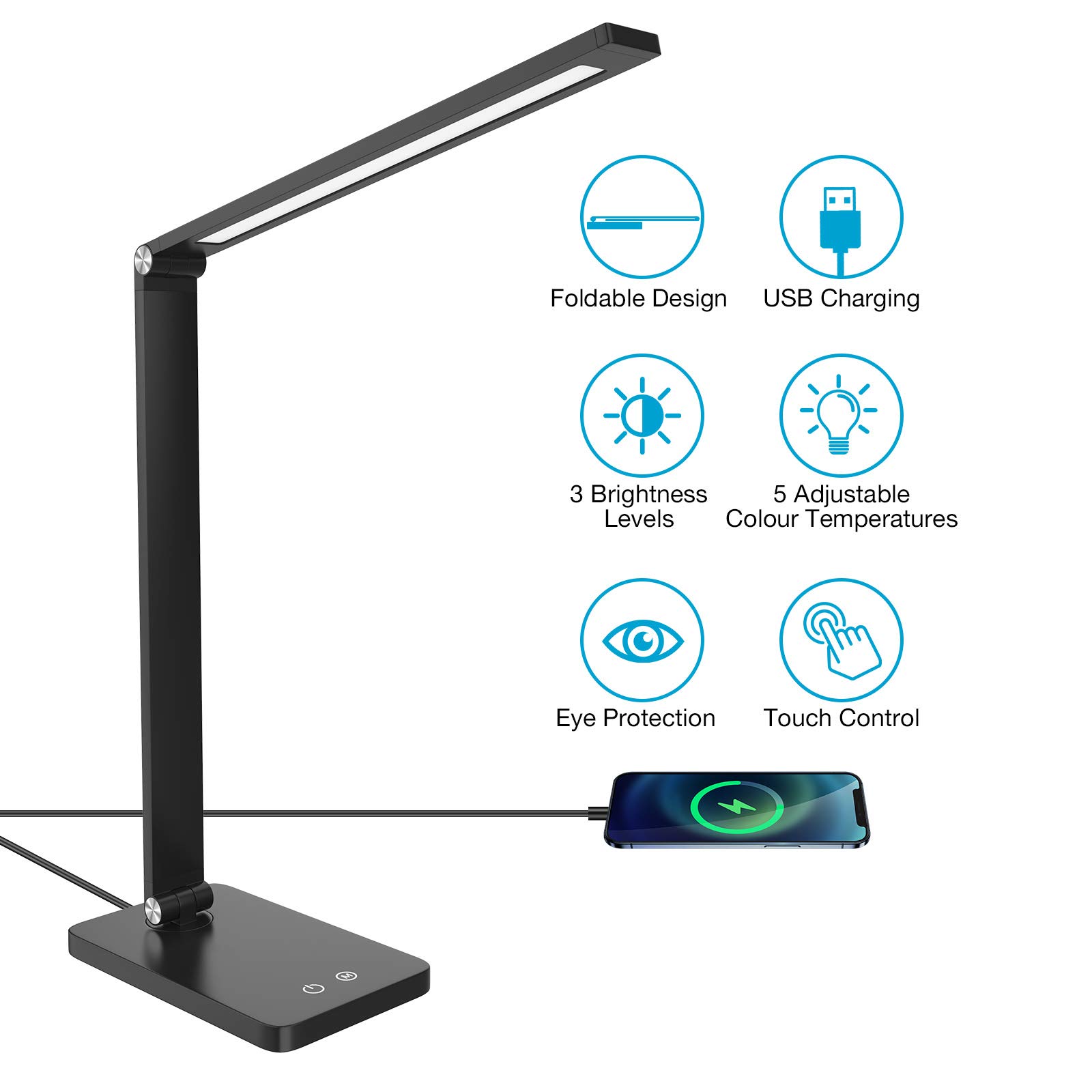 Led-Bureaulamp Bureaulamp LED Bureaulamp 3 Kleur Modi Oplaadbare Tafellamp Eye-Caring Voor Studie Lezen Office White Kantoorlamp (Color : White Led-Bureaulamp Bureaulamp LED Bureaulamp 3 Kleur Modi Oplaadbare Tafellamp Eye-Caring Voor Studie Lezen Office White Kantoorlamp (Color : White