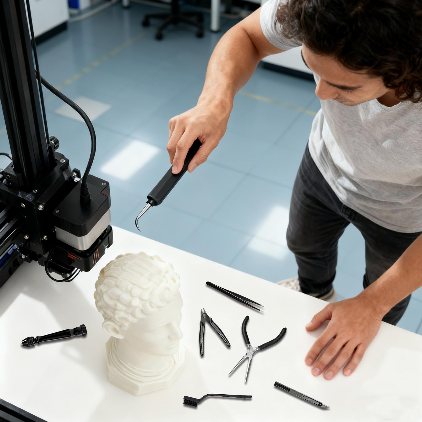 Zestaw Narzędzi Do Druku 3D Kompletne Akcesoria Do Obróbki Końcowej | Narzędzie Deburring Do Druku 3D Dla Inżynierów Hobbystów Początkujących Dom Studio Warsztat Klasa Garaż