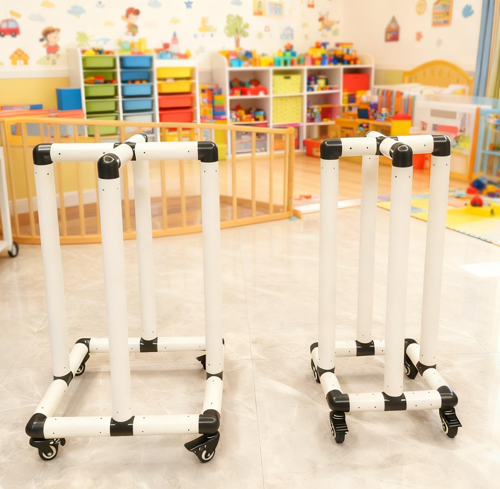 Supporto per Hula Hoop Carrello portaoggetti per hula hoop in PVC facile da montare con ruote, supporto/organizzatore mobile per hula hoop per studio yoga, palestra