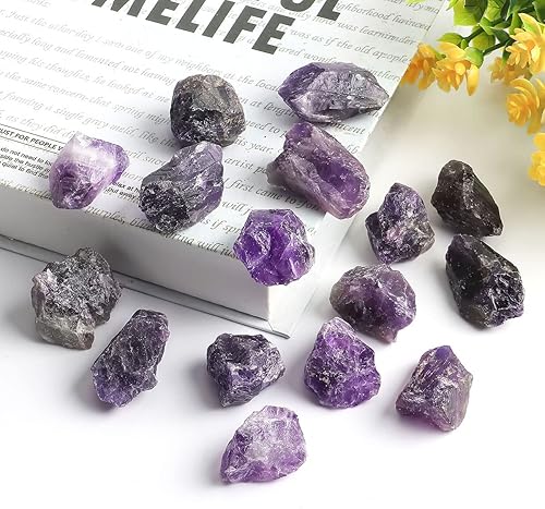 Miniatura 4 de 16 piezas de cristales curativos de amatista a granel, piedras naturales crudas de 1 pulgada, piedras de palma de cristal para curación de Reiki,