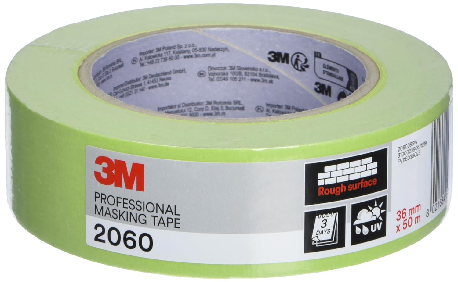 Scotch PT206025 3M Professional Masking Tape 2060 1 Roll, 24 mm x 50 m, 24mm, Green