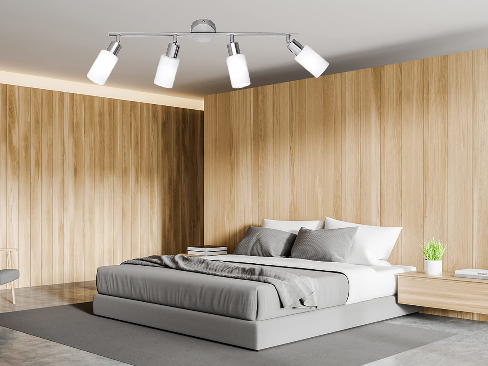 Reality Leuchten Deckenleuchte Mars R80014007, Nichel Opaco/Bianco, 4 x E14