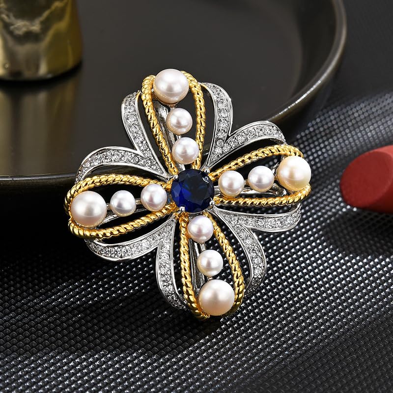 Image of Flower Brooch Pin - Rhinestone Flower Pin 18k Gold Plated - Thanksgiving Day, Birthday, Wedding Gifts for Mom, Wife