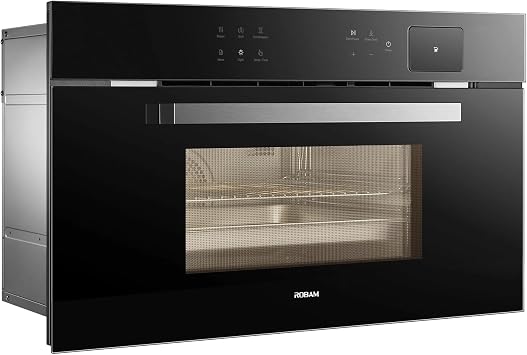 ROBAM 30-Inch Built-In Combi Steam Oven with 13 Cooking Functions, Touch Control, 50 Pre-Programmed Recipes, High-Temp Steam, Convection Bake, 3000W, Stainless Steel 1.7 Cu. Ft. Black