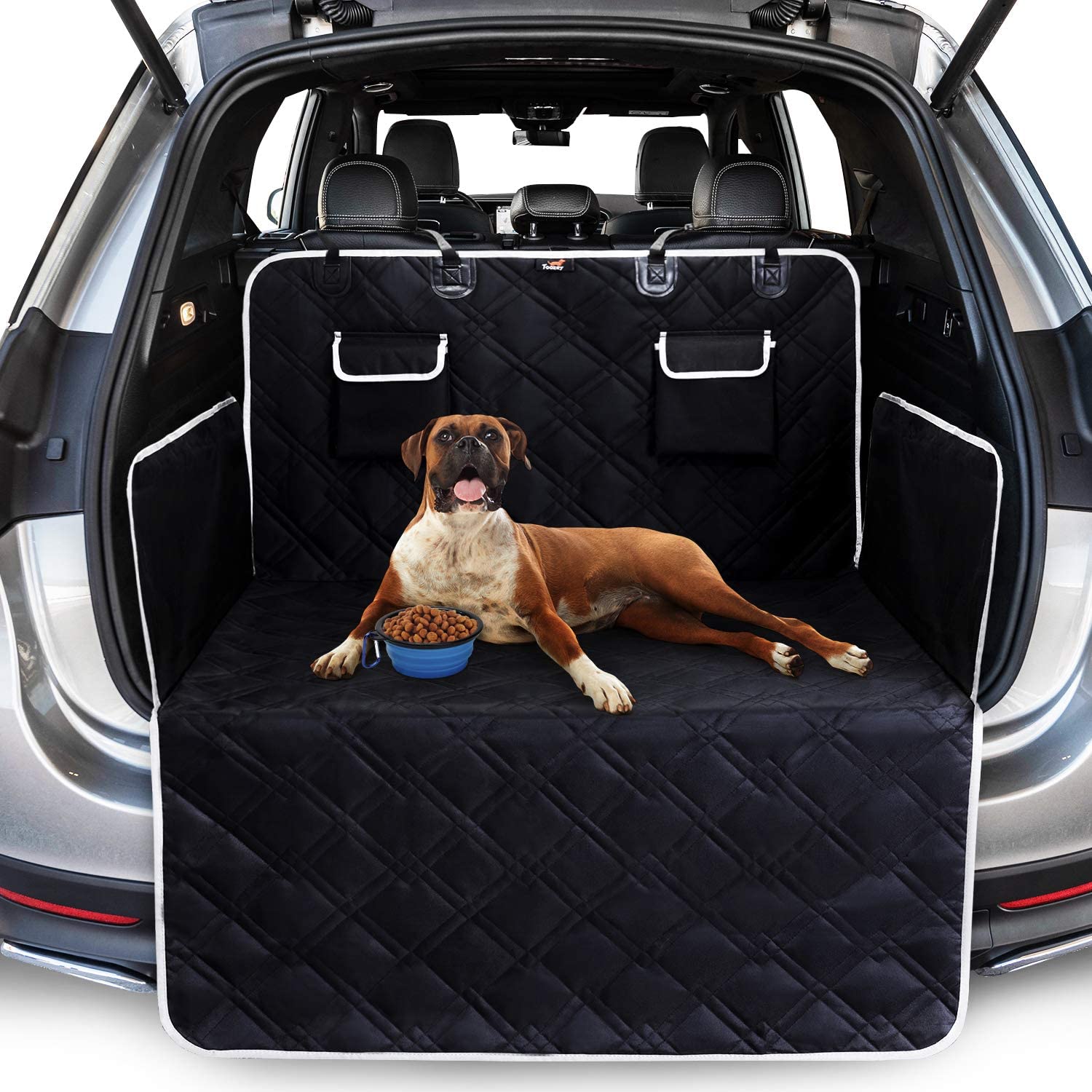 Toozey Protector Funda de Maletero de Coche Alfombrilla con protección Lateral - Universal Auto Maletero Manta para Perros - Impermeable & Antideslizante Esterilla Protectora Robusta, Negro - XL