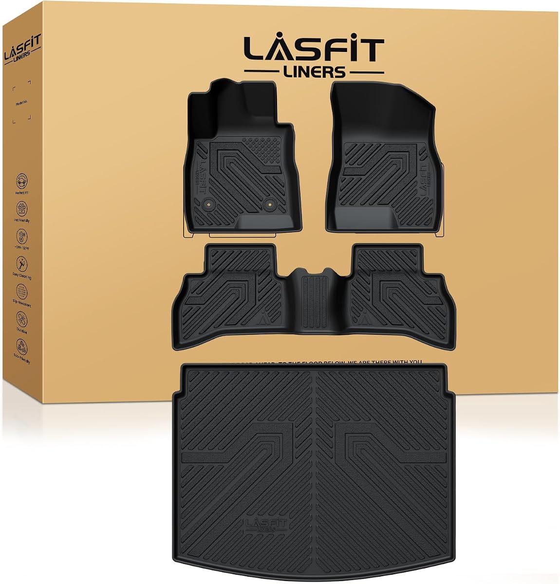 LASFIT Floor Mats for Buick Encore GX AWD 2020-2026 | With Cargo Mats(Lower Position), All Weather TPE 3D Custom Fit Car Mats, Full Coverage Secure-Fit Floor Liners, Easy to Wash