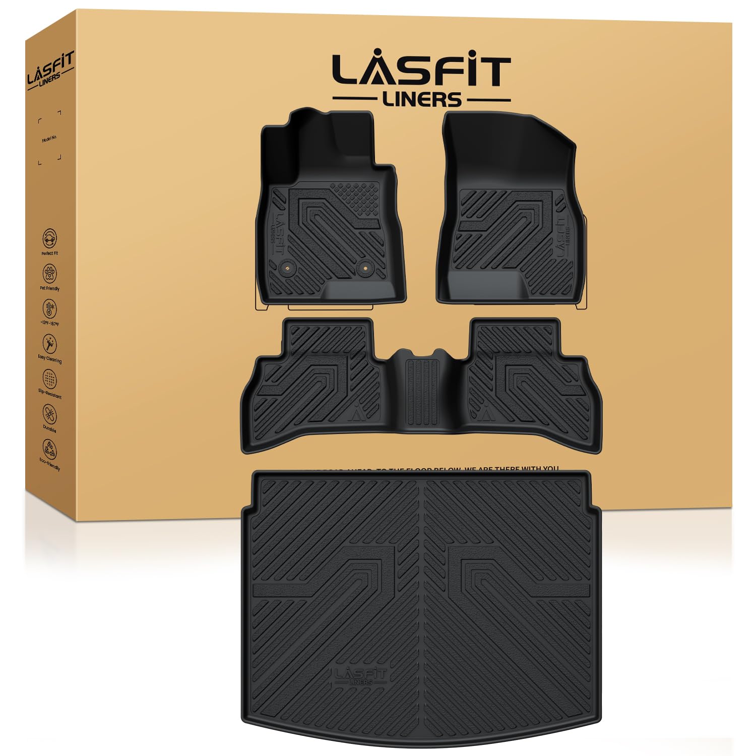 LASFIT Floor Mats Cargo Mat for Buick Encore GX 2020-2026 Only Fit AWD TPE All Weather Custom Fit