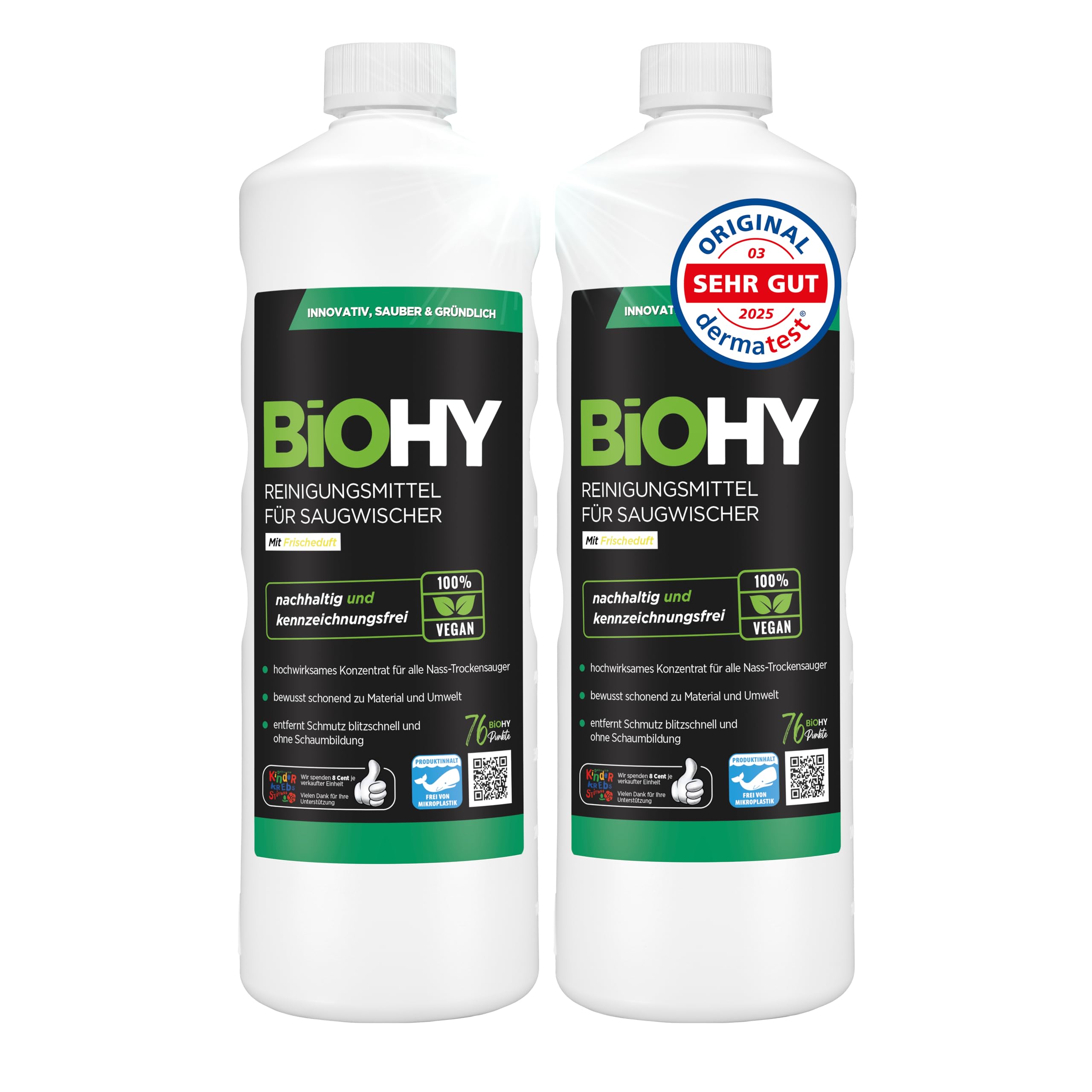 BiOHY Reinigingsmiddel voor zuigwissers met sinaasappelgeur (3 x 1l Fles) doseerder | 1:200 concentraat voor alle nat- droogzuigers | ideaal voor tegels, PVC, parket, laminaat & tapijt