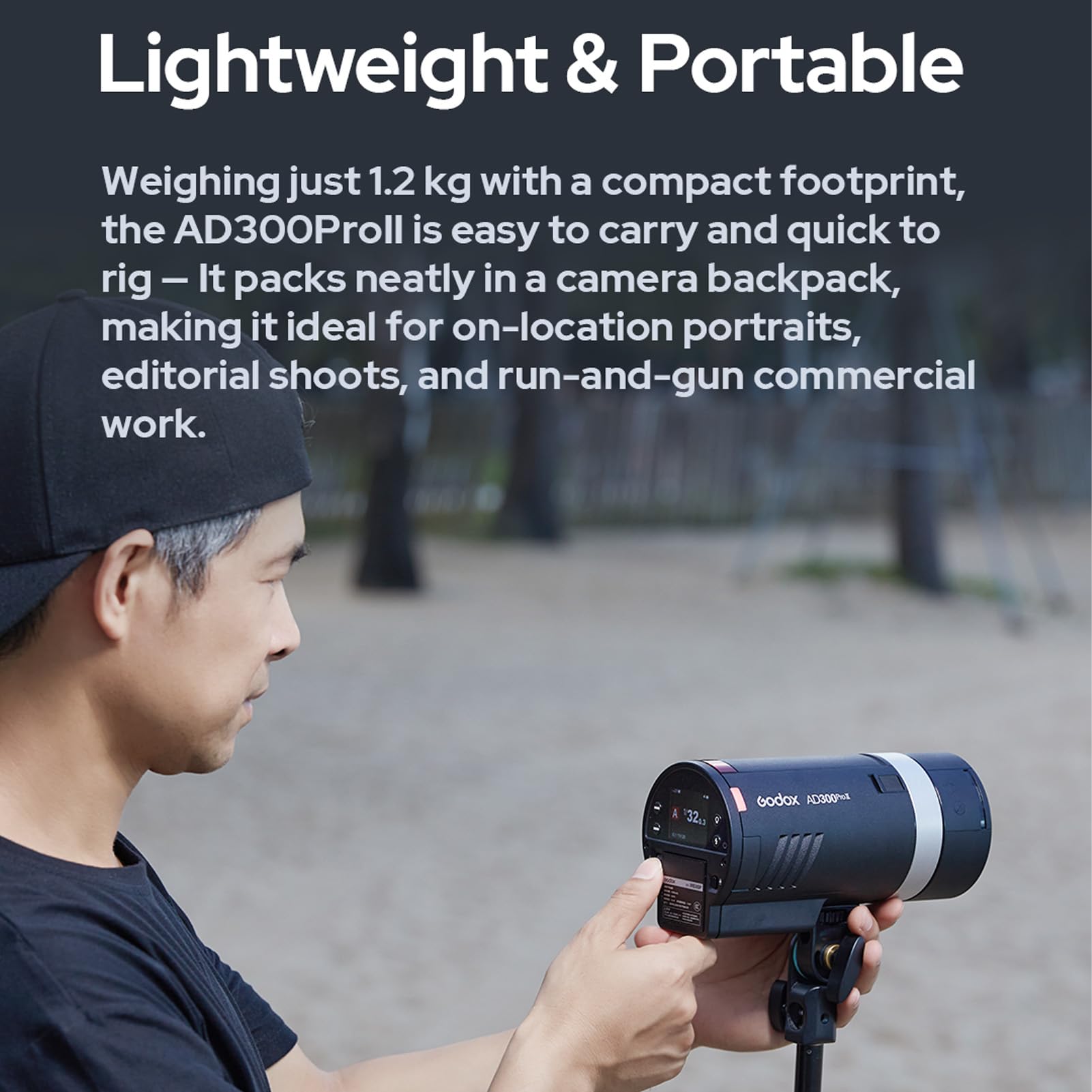 Godox AD300ProII Flash da esterno TTL da 300 W, tempo di ricarica 0,01–1,5 s, HSS a 1/8000 s, 16 gruppi di colore, 350 flash a piena potenza con luce pilota bicolore da 12 W, attacco Godox