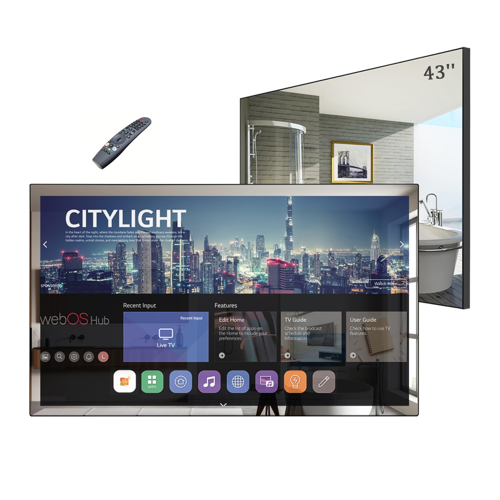 Soulaca 32 Pouces 4K UHD Smart Miroir TV pour Salle de Bain, télécommande Magique, étanche IP65, Regarder Netflix,Alexa intégré, Haut-parleurs intégrés,Modèle 2026