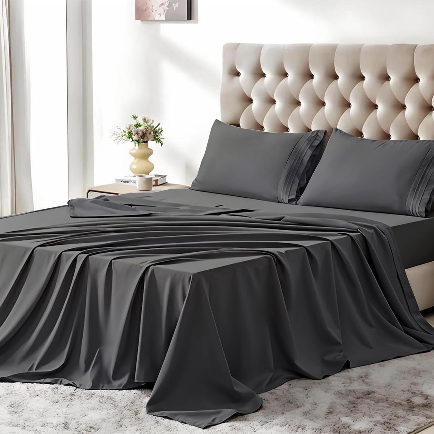 Twin Sheets Set-3pc Luxury Hotel Soft Bed Sheet Set 100 Brushed Microfiber 1800 Thread Count Breathable 14 Deep