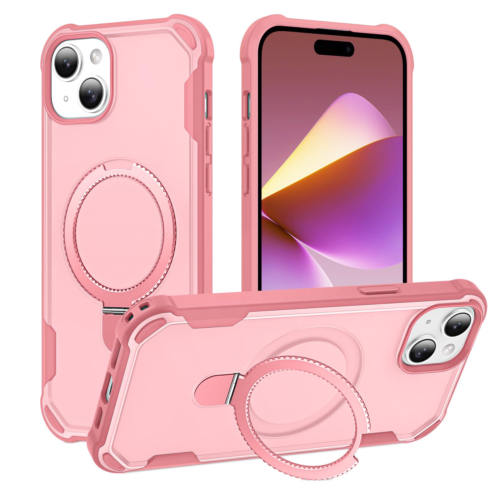 HIGLYCASE Compatible with iPhone 14 Plus Case & iPhone 15 Plus Case with Invisible Magnetic Ring Stand [Compatible with Magnetic] [Military Drop