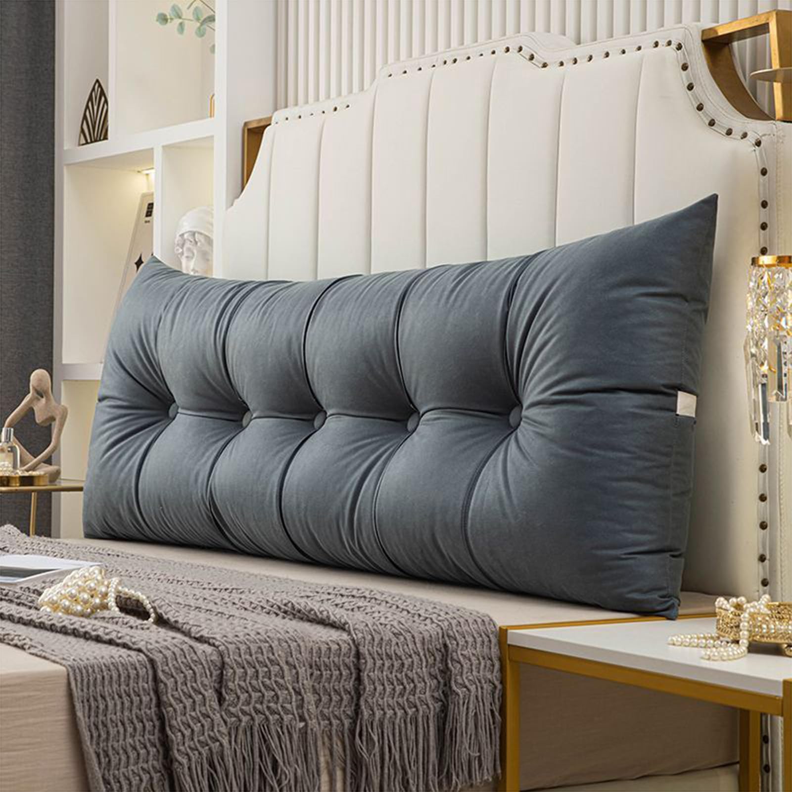 Cuscino A Cuneo Triangolare Removibile Cuscino Da Lettura Testiera Schienale Testiera Traspirante Cuscino Lombare A Cuneo Sostegno Posizionamento Bolster Per Camera Divano Letto,C,100*50*20cm
