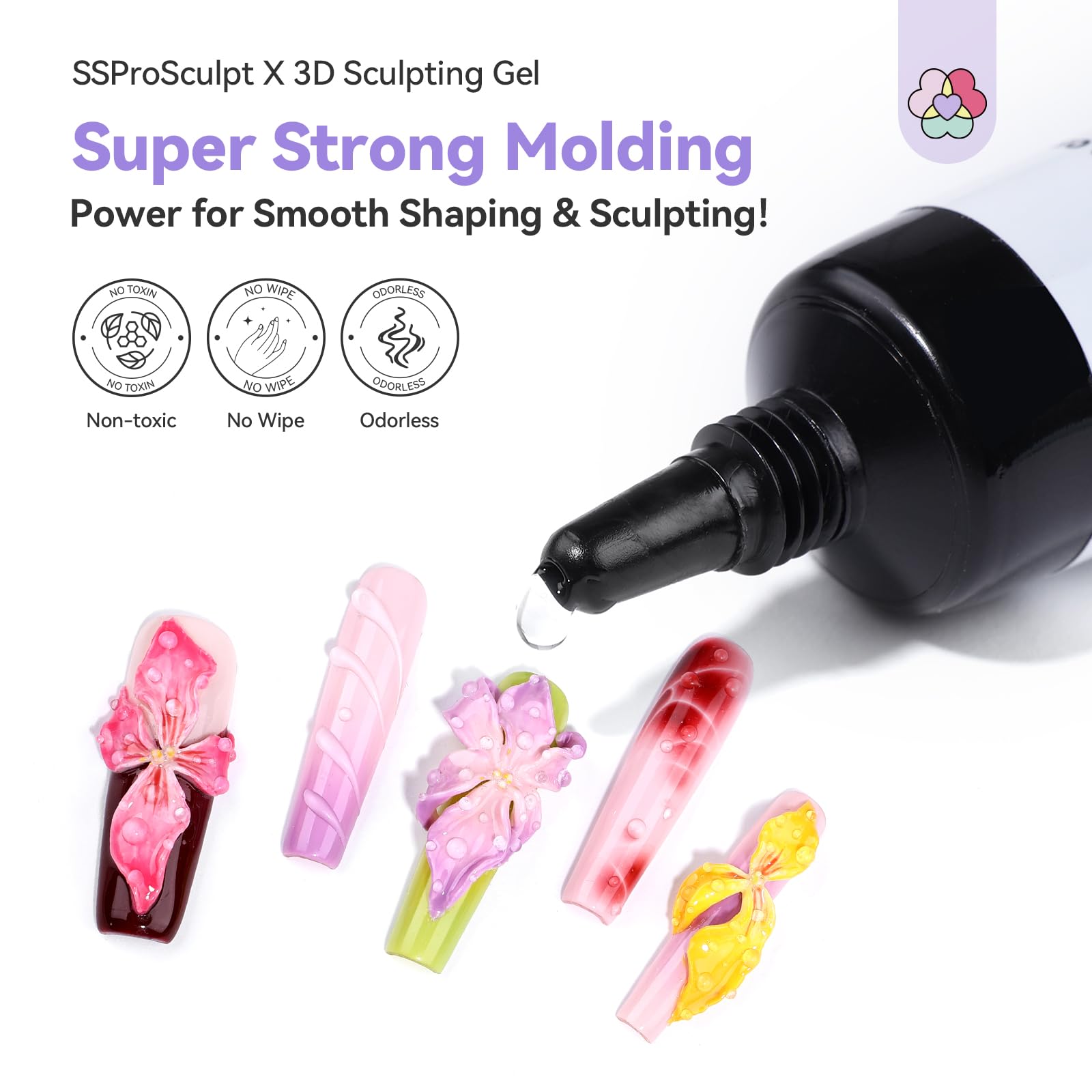SAVILAND Pro 3D Nail Gel Kit 12 Color Super Strong Molding 3D Sculpting Gel Set No Wipe 3D Sculpting Nail Art for Manicure Set for Home Nail Salons DIY - Image 2