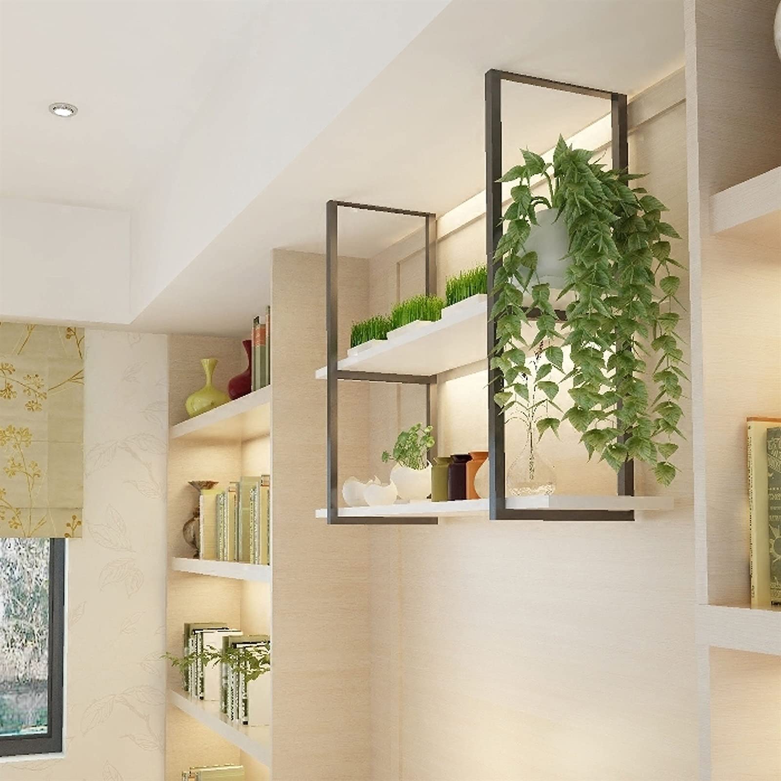 ZDW Scaffale a Soffitto Supporto per Fiori da Soffitto Industriale, Scaffali Sospesi a 2 Livelli per Esposizione, Conservazione e Arredamento, Scaffale per Cucina Bar Ristorante/60 * 30 * 80Cm