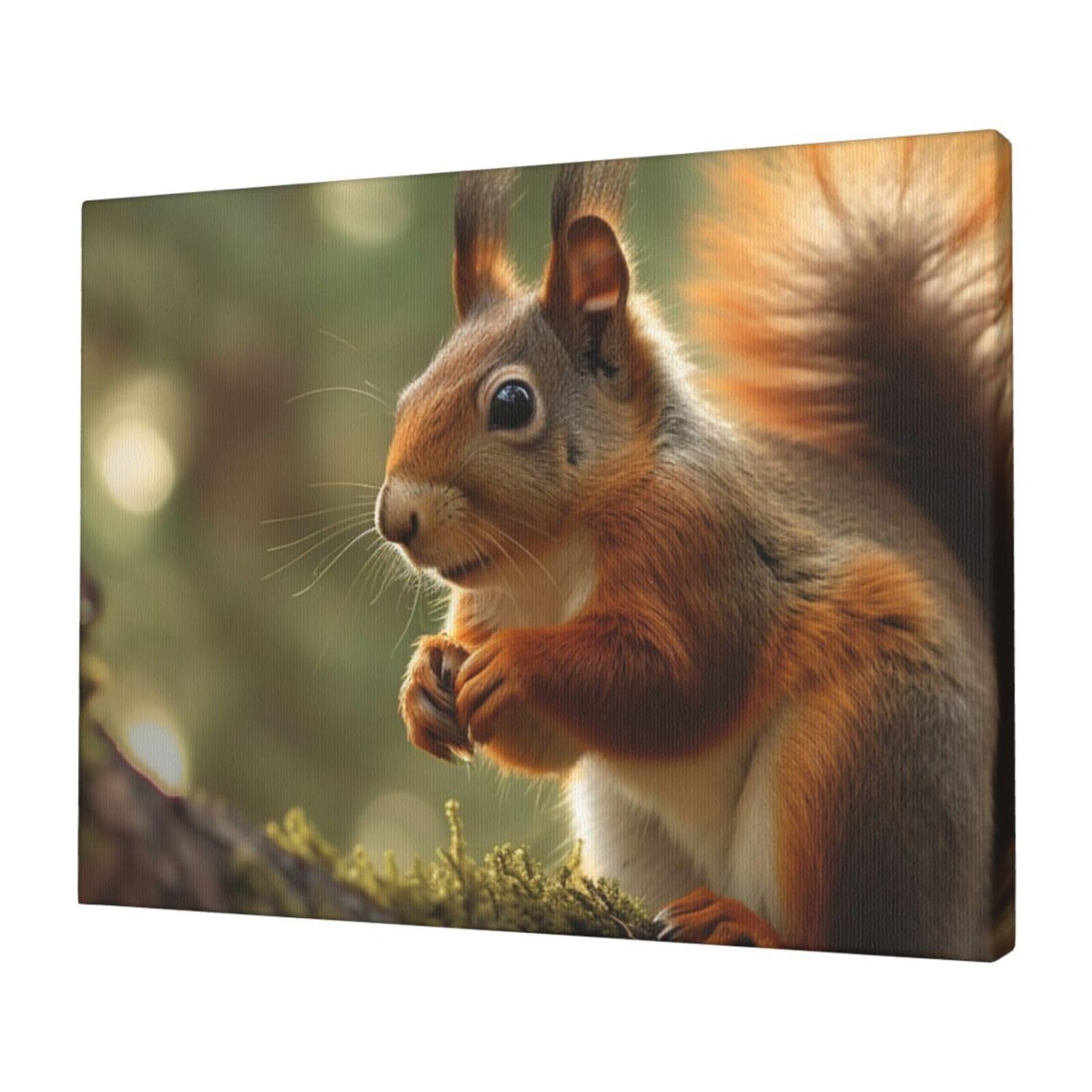 FodPand Canvas Wall Art for Living Room Wall Decor 12"x16" Modern Artwork Painting Pictures Hanging Canvas Prints Wildlife Forest Squirrel Aesthetic Wall Art for Bedroom Bathroom Office Wallart Decor