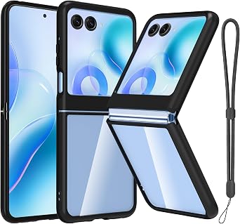 Case Compatible with Motorola Razr 2024/2025, Clear Shockproof Phone Cover,Ultra-Thin Slim Fit Hard PC Protective Cases for Moto Razr 2024/2025, Black