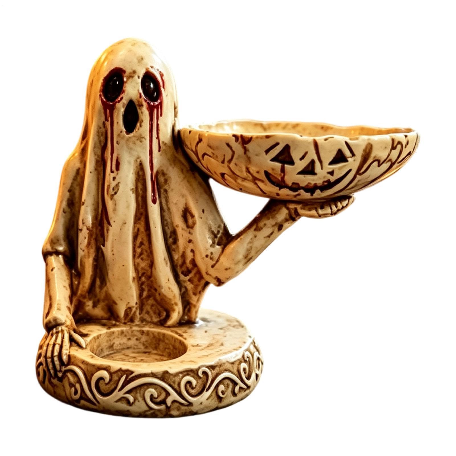 Portavelas Halloween de Mesa Halloween con Forma Fantasma y Bandeja