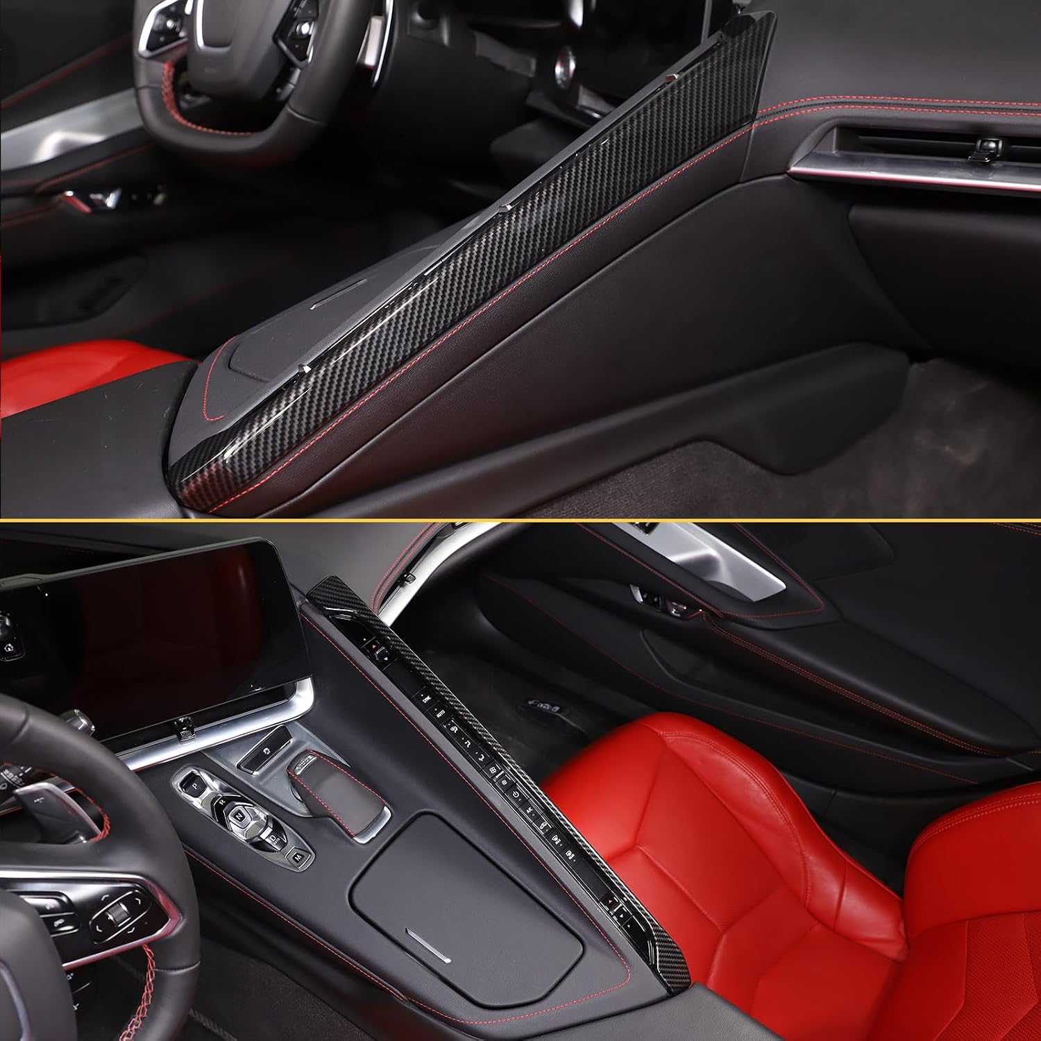 CHEAYAR Center Control Side Cover Trim Compatible with Chevrolet Corvette C8 2020-2023, Carbon Passenger Side Console Panel Cover, ABS Plastic C8 Accessories (Carbon Fiber Pattern)