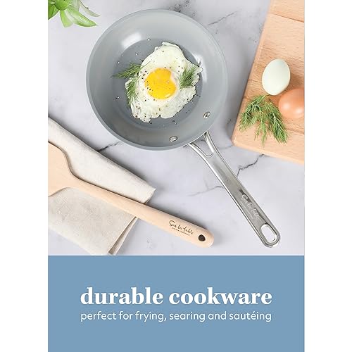 Miniatura 4 de Sur La Table Kitchen Essentials - Sartén de 8 pulgadas, sin PFA, de cerámica, de titanio, antiadherente, de aluminio forjado, color verde,