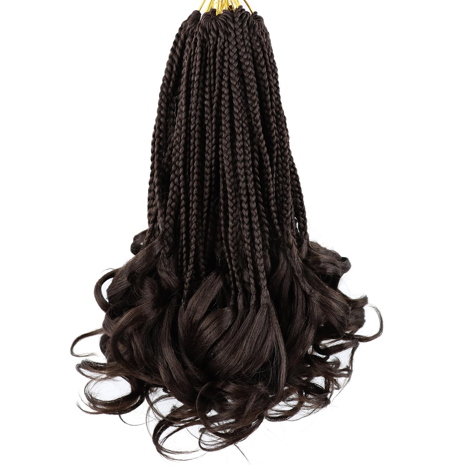 12 Inch French Curl Crochet Braids Color 4 Goddess Box Braids Crochet Hair for Black Women French Curl Braiding Hair French Curly Braiding Hair