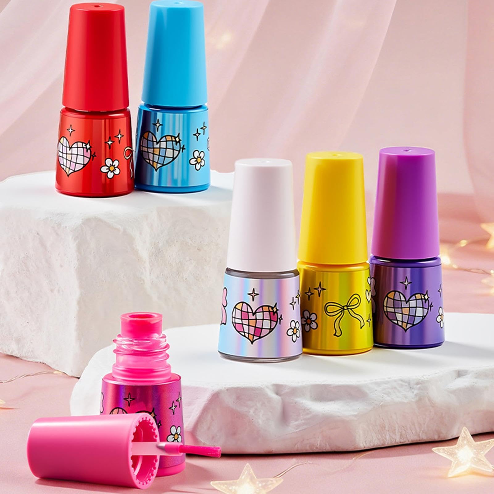 Kit de Uñas para Niñas Esmalte al Agua de Secado Rápido Pelable con