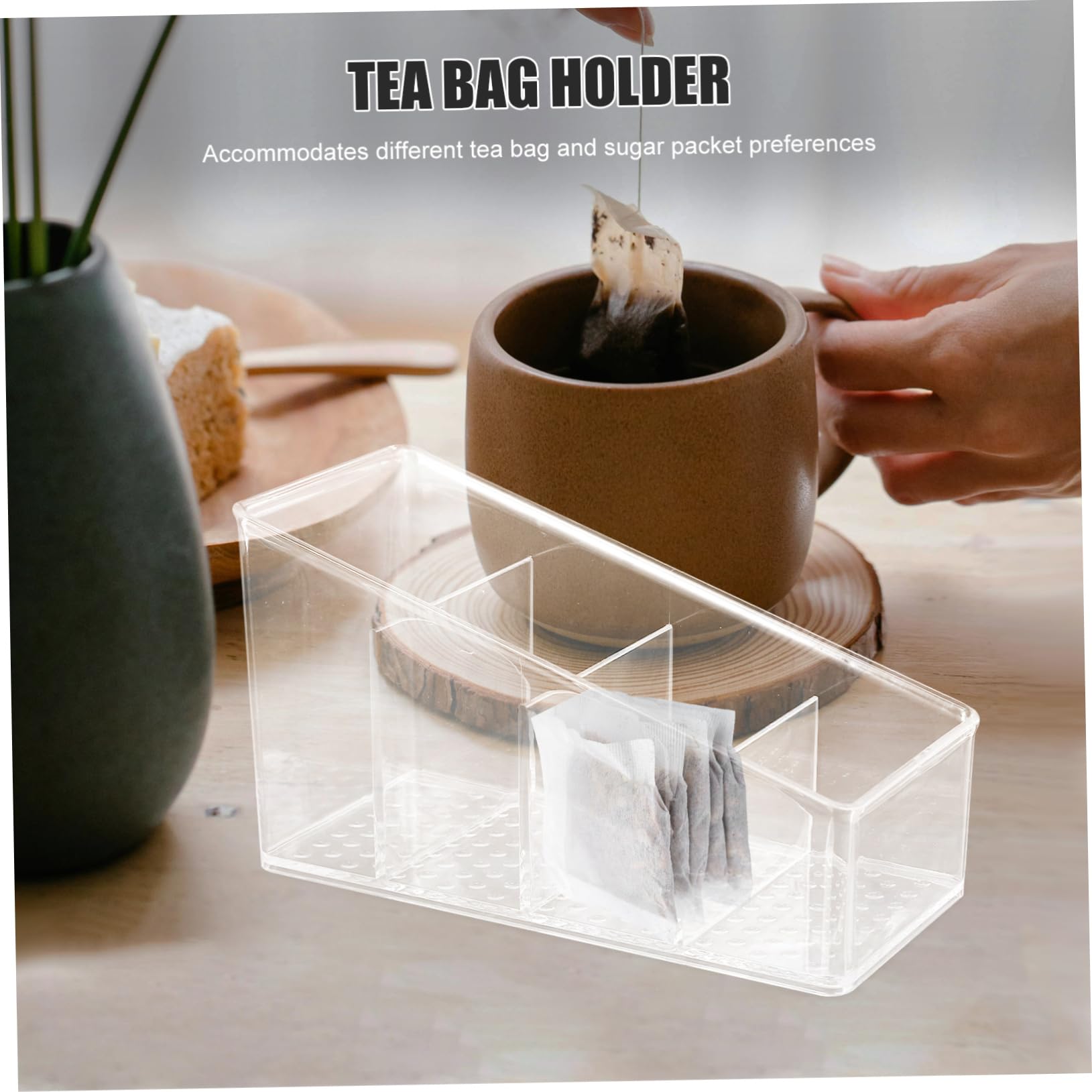 Organizador De Madera Para Bolsitas De Té Y Azúcar - Caja Con Compartimentos Para Café O Restaurante | Almacenamiento Cocina