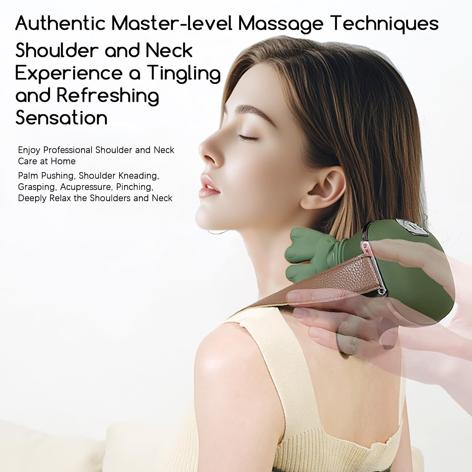 Masajeador de cuello y hombros, masajeador Shiatsu de tejido profundo en forma de mano 4D con calor, masajeador portátil de espalda y cuello para aliviar el dolor, relajación muscular, regalos