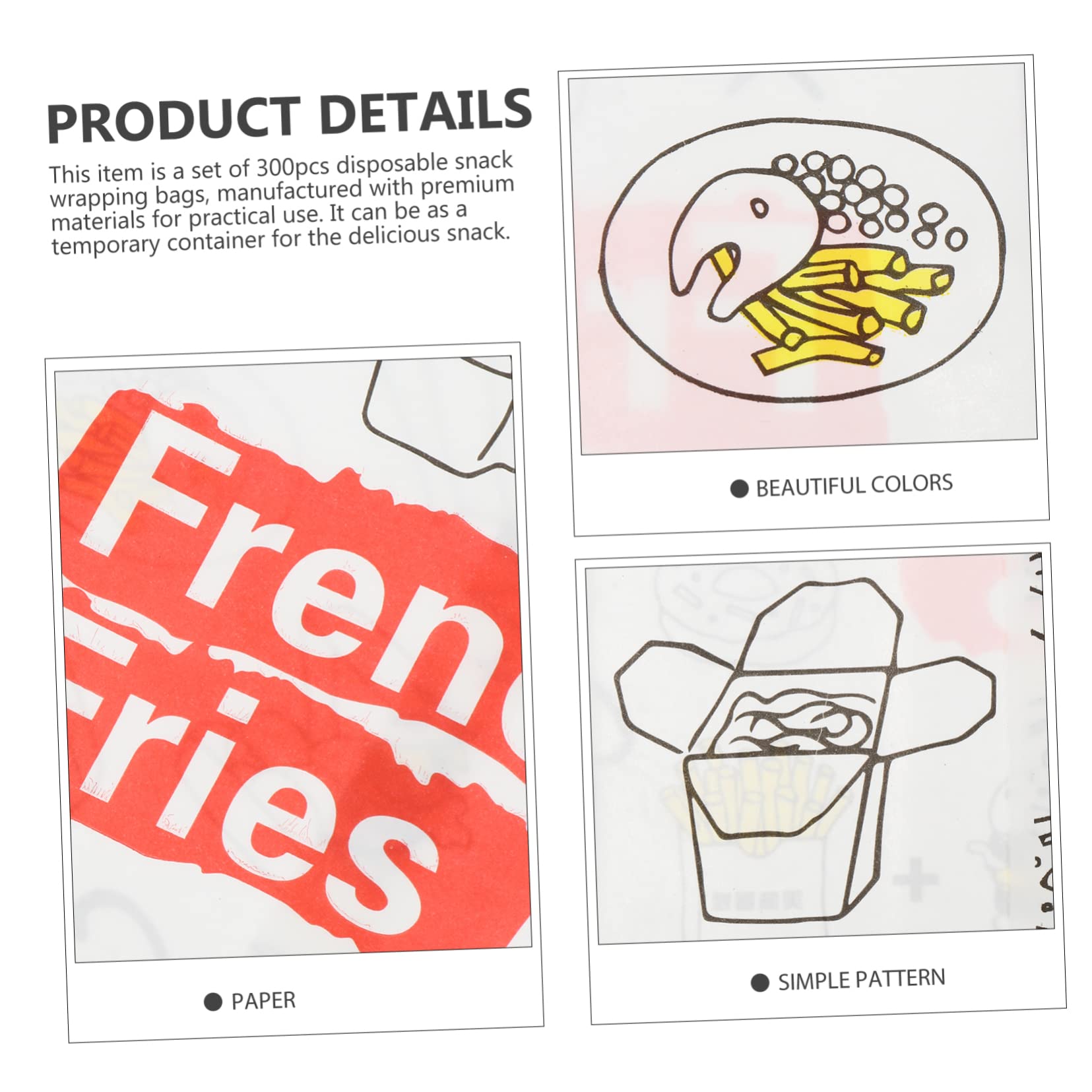 Einweg Papiertüten für Snacks 300 Stück Lebensmittelsicher Kraftpapier für Pommes Frites und Hähnchenflügel Praktische Snackverpackung