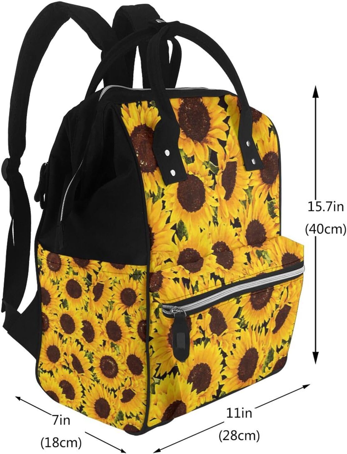 Elegant Yellow Sunflowers Print Mummy backpack Large, Waterproof,Adjustable Straps for Outdoor Activities