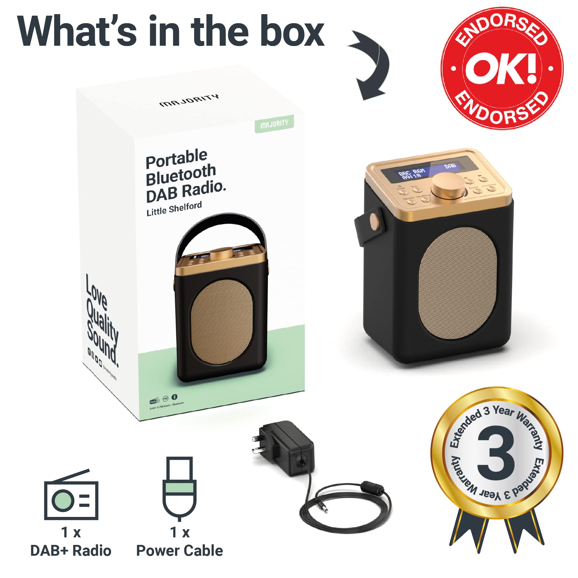 Buy MAJORITY Little Shelford Portable Radio Bluetooth Connectivity