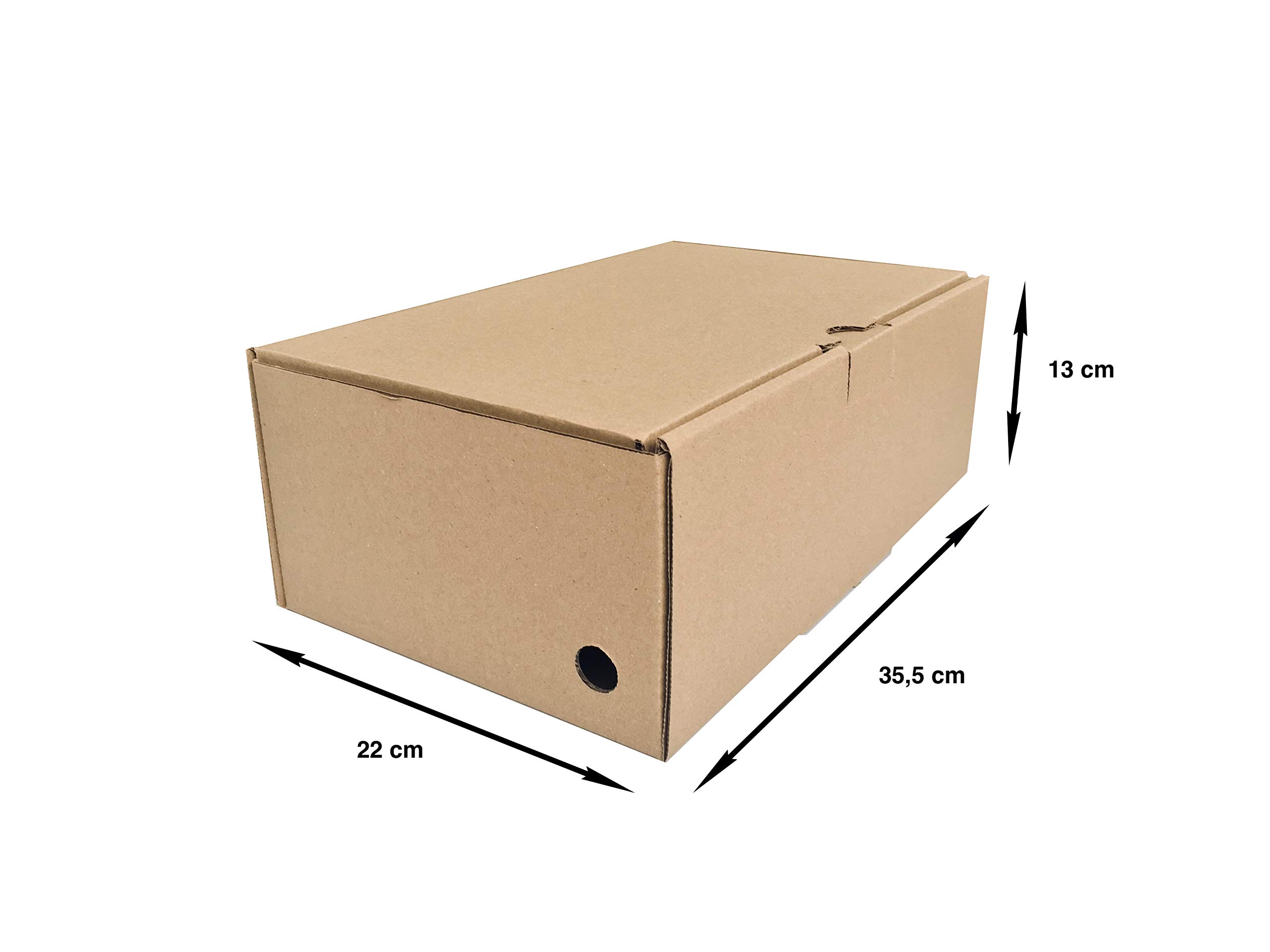 Pack de 50 Cajas de Cartón Automontables 35,5 x 22 x 13 cm Para Envíos y Mudanzas Color Marrón y Microcanal Fabricadas en España