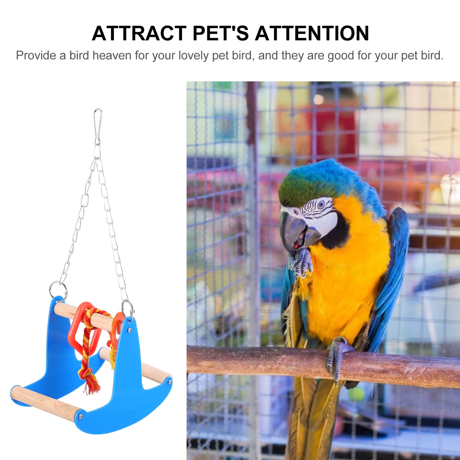 VANZACK 3pezzi Giocattolo Da Masticare Per Uccelli Altalena Creativa Per Pappagalli e Parrocchetti Accessorio Da Appendere Per Gabbie Colori Vivaci e Materiale Resistente