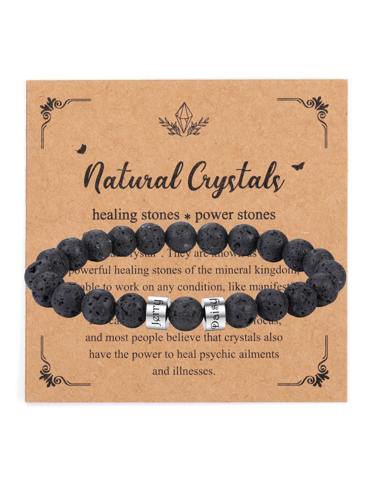 YDYDTTKD Herren-Armband mit individueller Gravur, 1–5 Namensperlen, Kristall-Edelstein-Armband, personalisierte Geschenke für Männer, Vater, Vatertag, Freund, Ehemann, Geburtstag, Weihnachten,