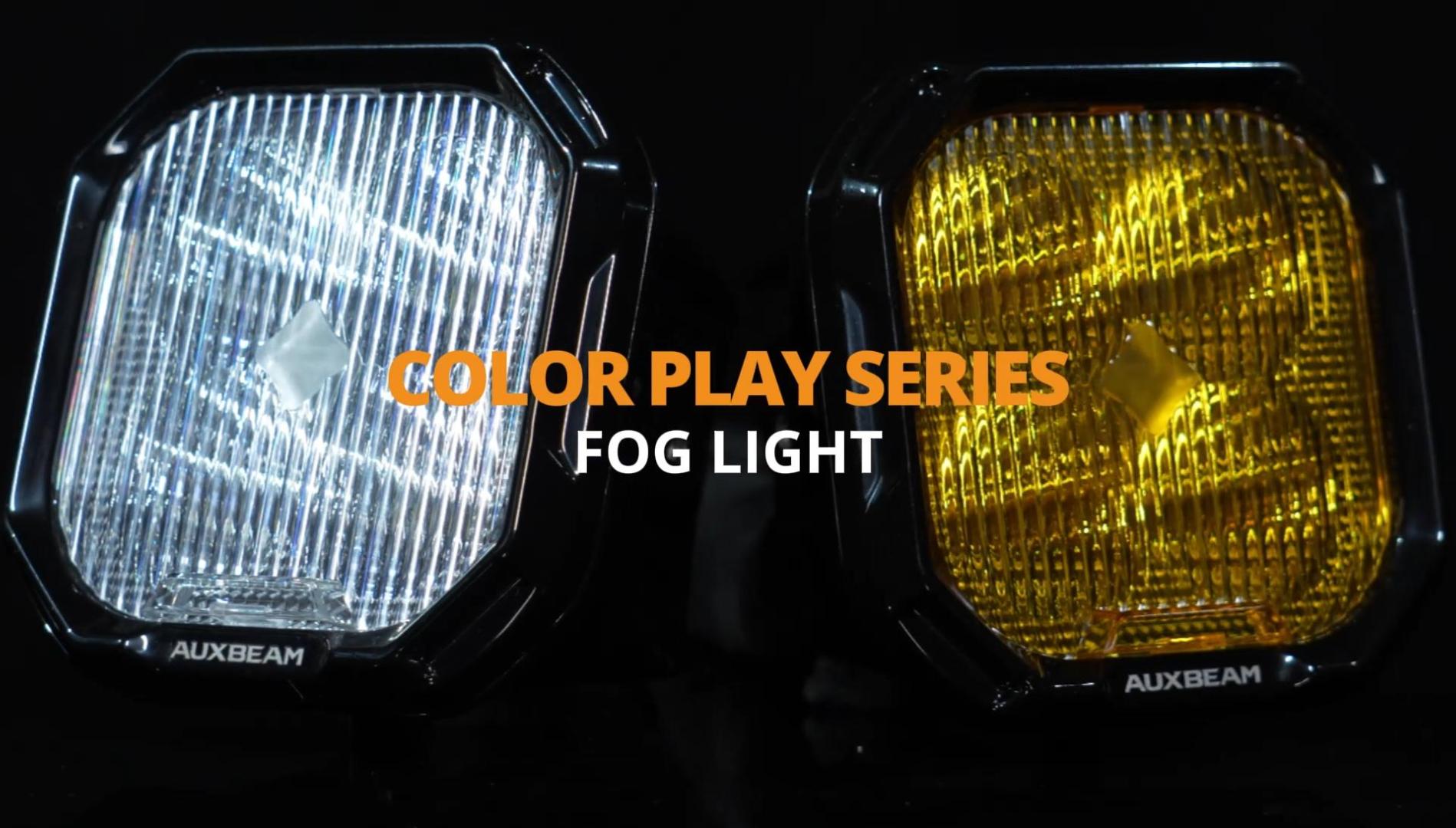 Image of Auxbeam Color Play Series SAE Fog Lights, 3 Inch LED Fog Lights with White DRL & Turn Signal for Ford Honda Nissan Subaru Acura Lexus Toyota, No Brackets Included, Pair