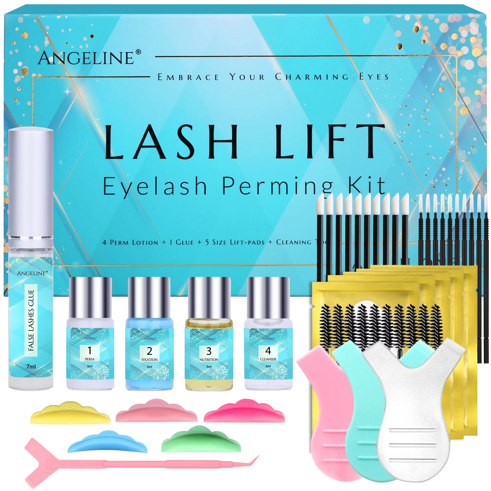 Professional Eyelash Lifting Set Kit – Wimpernlifting Lash Lift Kit für Wimpern & Augenbrauen – Vegane Formel für Natürlich Geschwungene Wimpern