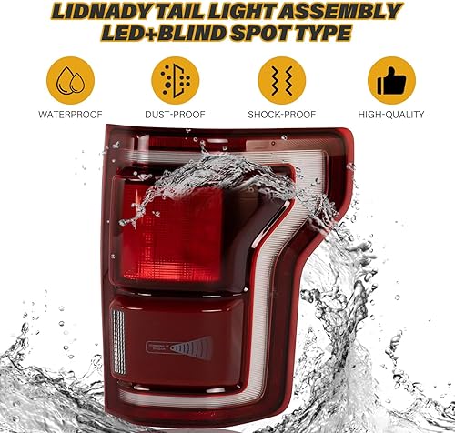 Miniatura 6 de Conjunto de luz trasera LED compatible con Ford F-150 Raptor 2017 2018 2019 2020 LED con modelos de punto ciego (sin módulo), lámpara trasera estilo