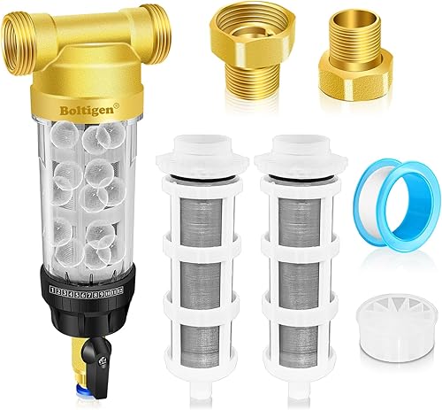 Miniatura 1 de Boltigen Filtros de sedimentos giratorios de 50100 micrones, filtro de sedimentos reutilizables para toda la casa para agua de pozo, MNPT de 1