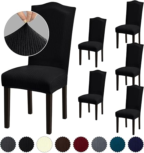 Vista 13 de Juego de 6 fundas para silla, fundas elásticas para sillas de comedor, extraíbles y lavables, para sillas de comedor, hotel, ceremonia, color gris