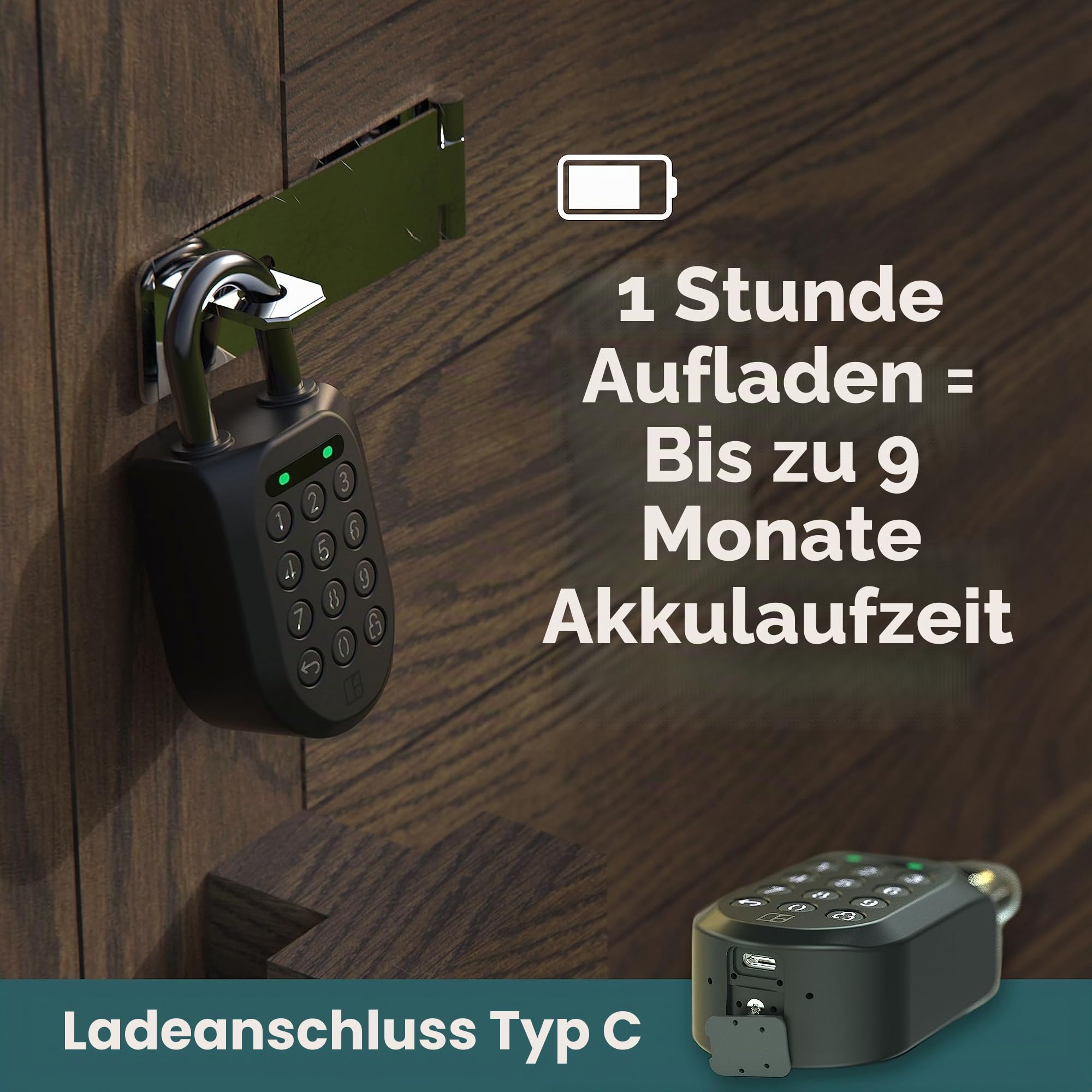 Igloohome Smart Padlock 2 (SP2), Erzeugt Zugriff von überall, kein WLAN nötig, kompatibel mit iPhone & Android - wetterfester, wasserdichter und wiederaufladbarer Akku